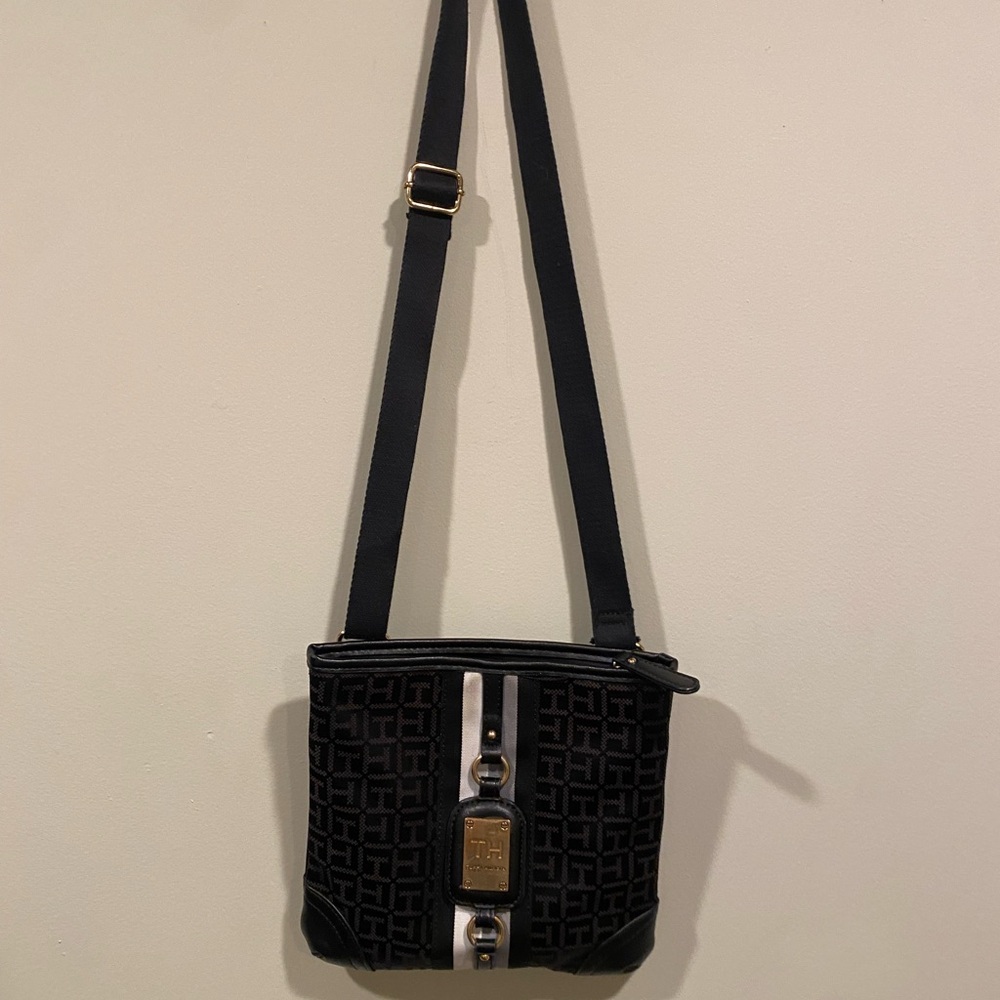 Tommy Hilfiger Black and Gold Bag